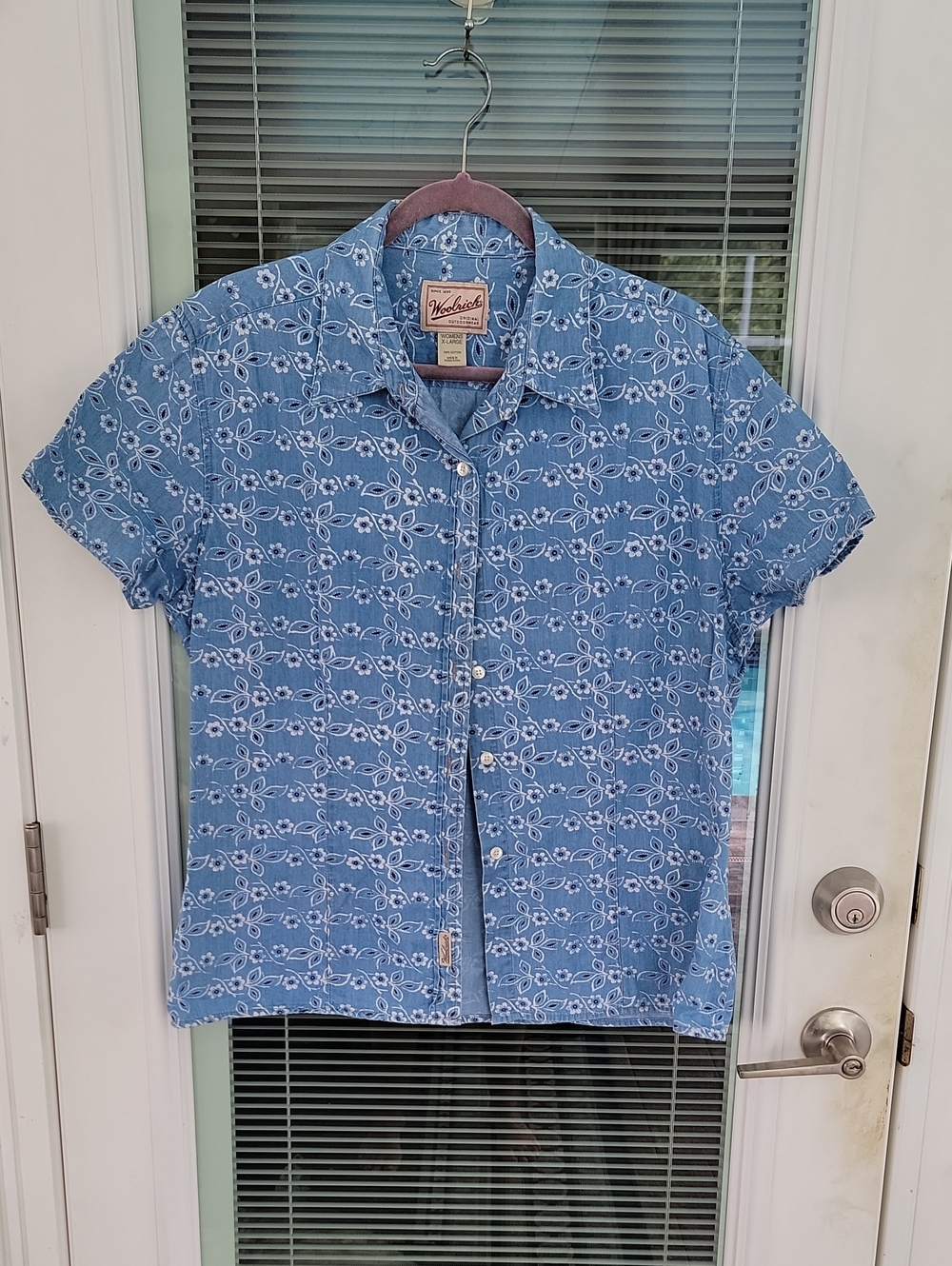 Woolrich Vintage Cotton Short-Sleeve Chambray Bandana Print Shirt Sz XL